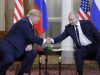 HELSINKI, FINLAND - JULY 16, 2018: US Trump Putin shake foto Mikhail Metzel/TASS